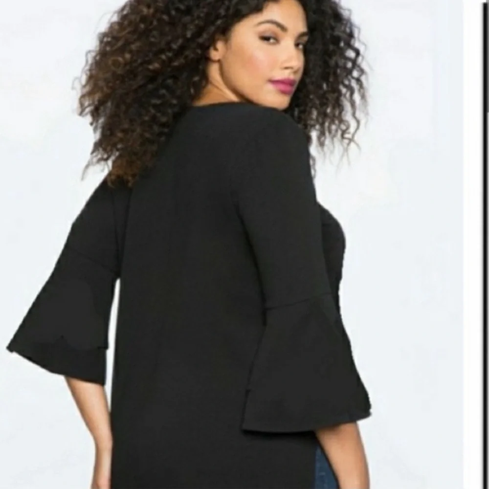 Eloquii Ruffle Long Sleeve Black Blouse size 22/24 - Picture 1 of 8